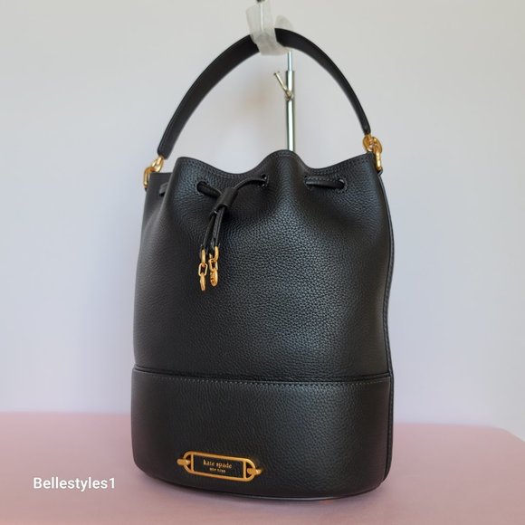 KATE SPADE Gramercy Pebbled Leather MEDIUM Bucket Bag- Black color ⭐ - Picture 5 of 16